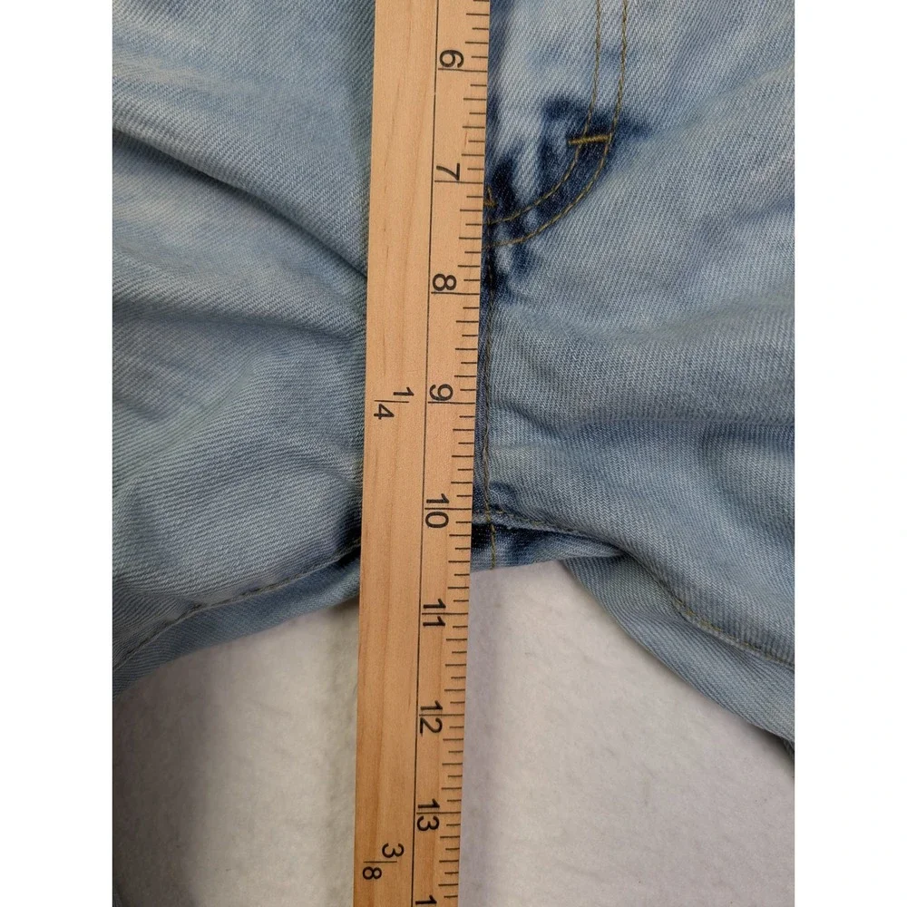Finest Threads NY Mens Biker Jeans 34 x 32 Studded Zipper Distressed Blue